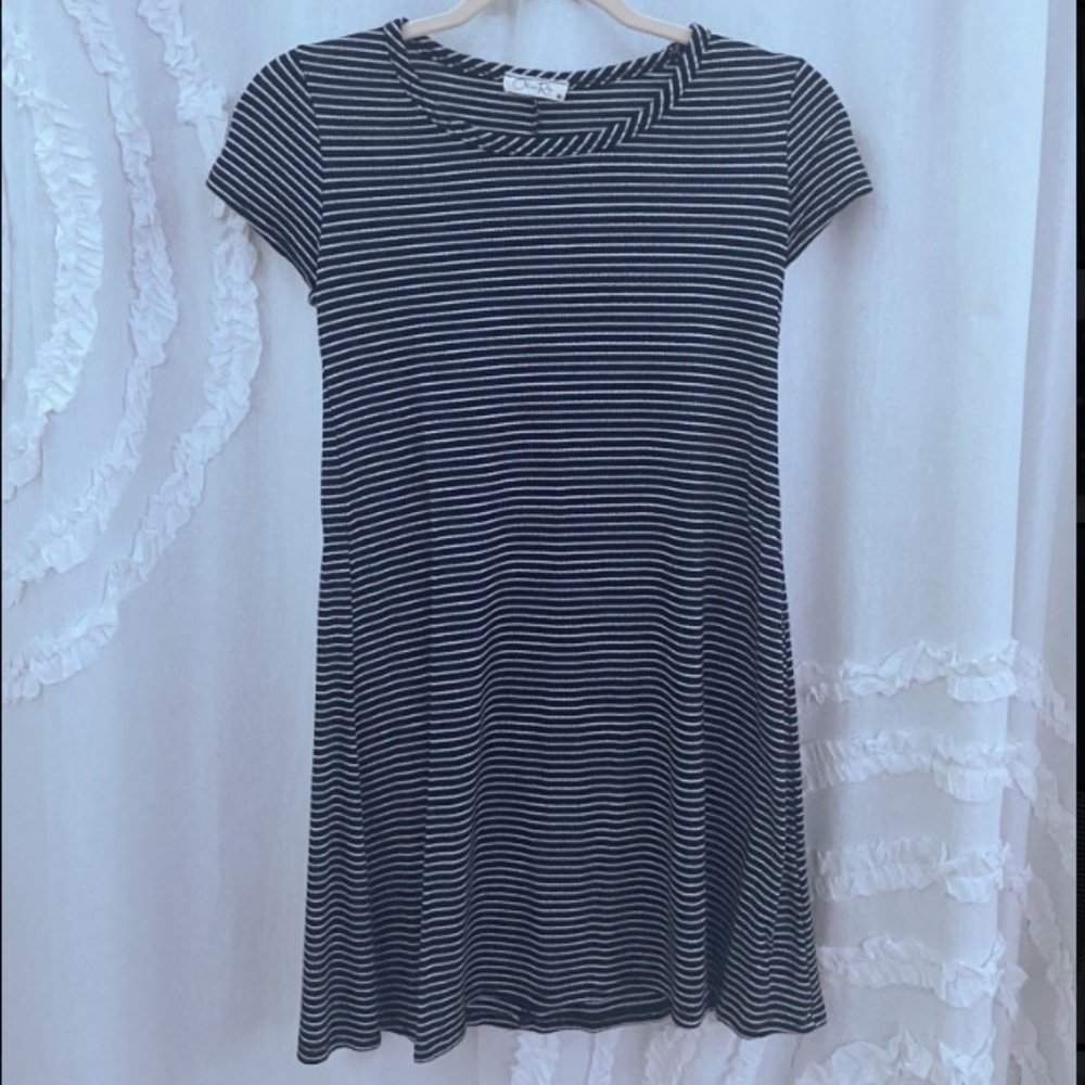 Women’s black/white stripe mini dress
